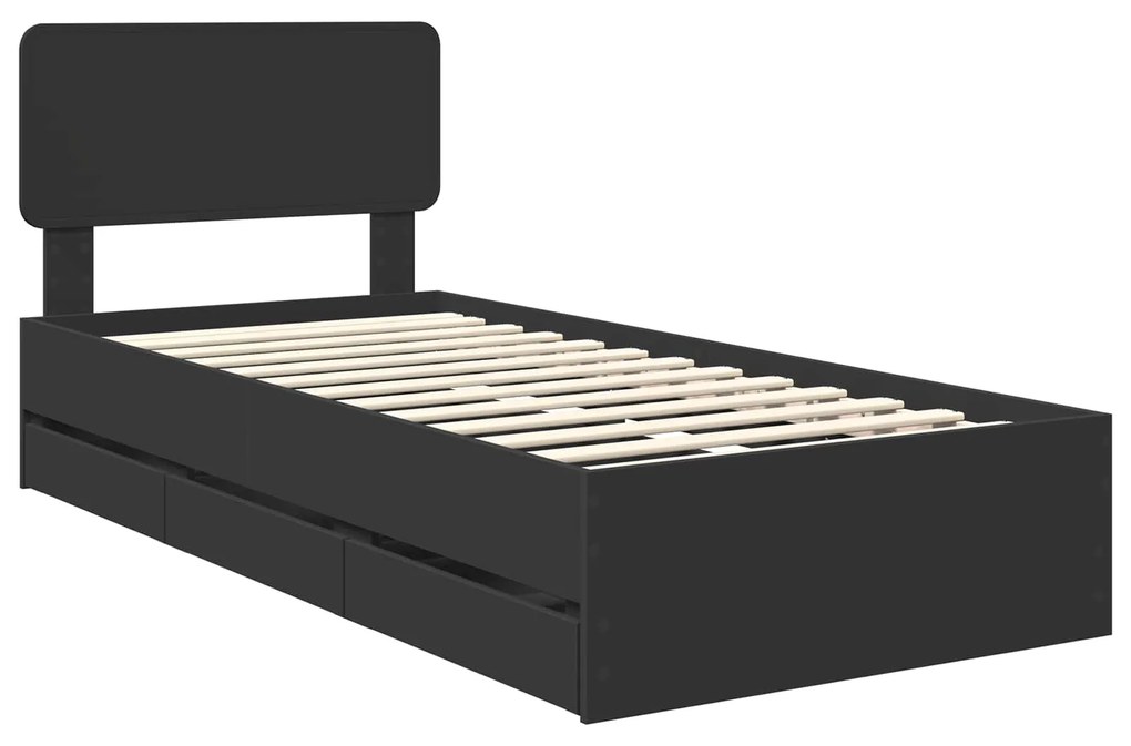 vidaXL Σκελετός Κρεβατιού Μαύρο 90 x 190 cm Μηχανήματος Ξύλο