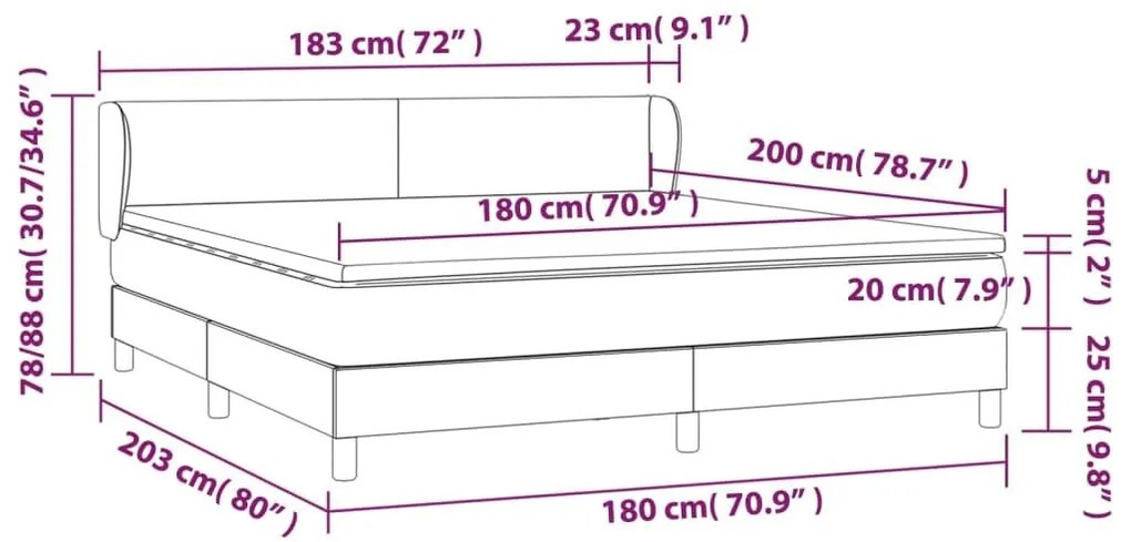 Κρεβάτι Boxspring με Στρώμα Κρεμ 180x200 εκ. Υφασμάτινο - Κρεμ