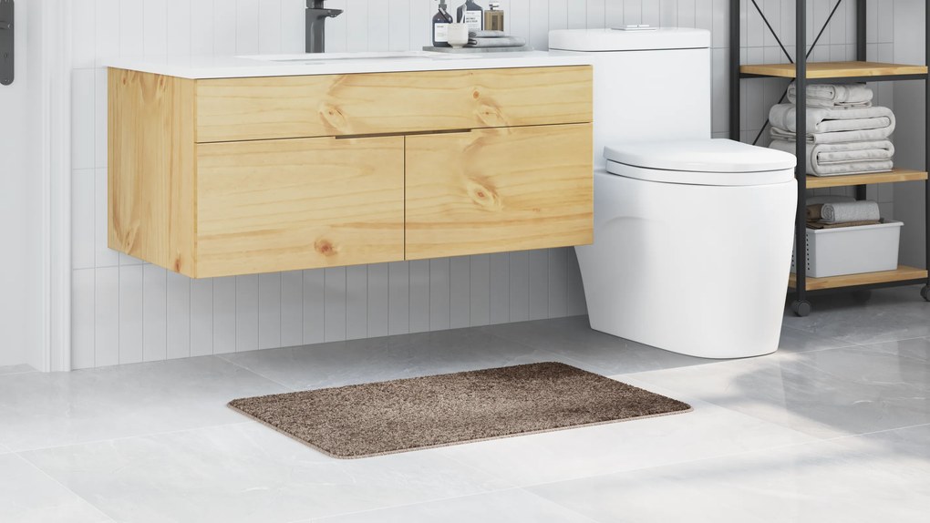 vidaXL Πατάκι Μπάνιου Ορθογώνιο Καφέ 60x90 εκ. Πολυπροπυλένιο Αντιολισθητικό