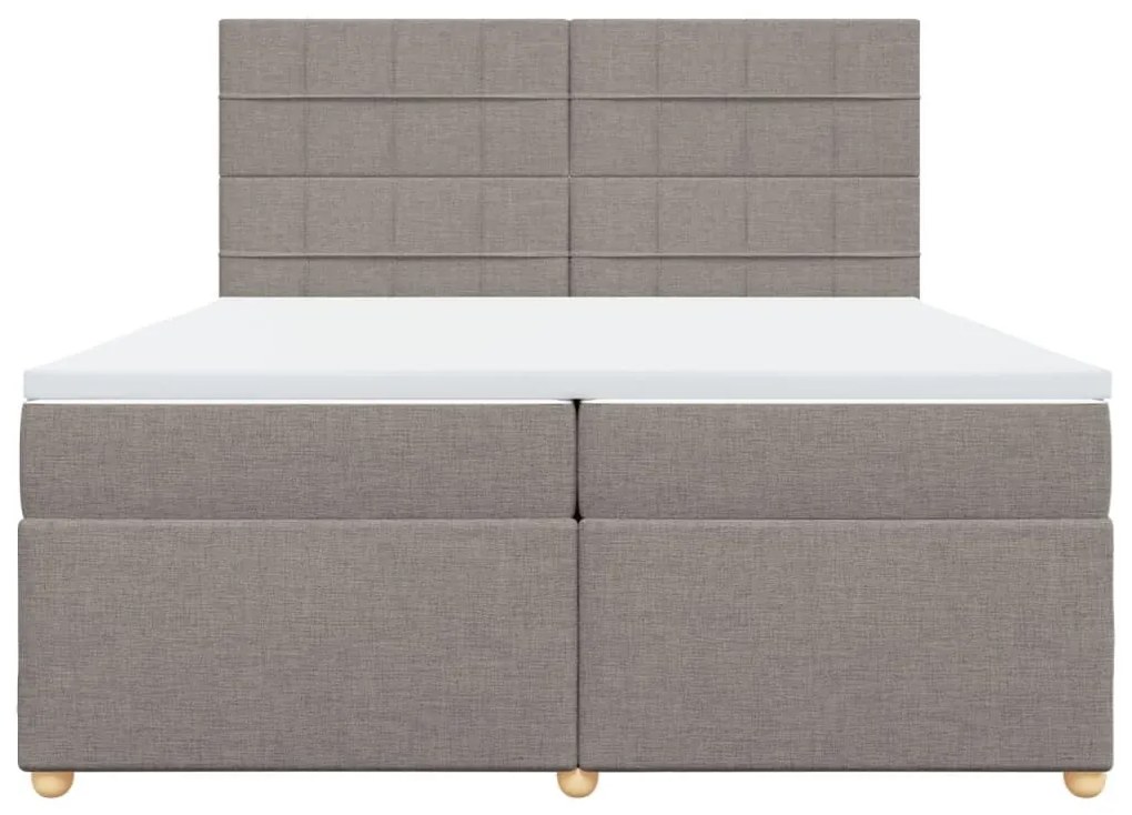 Κρεβάτι Boxspring με Στρώμα Taupe 200x200 εκ. Υφασμάτινο - Μπεζ-Γκρι