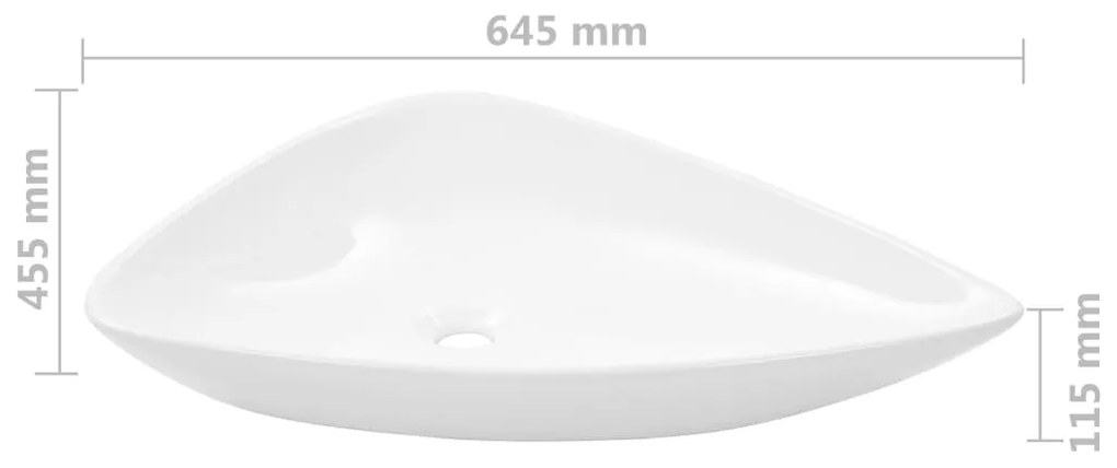 vidaXL Νιπτήρας Τριγωνικός Λευκός 645 x 455 x 115 χιλ. Κεραμικός