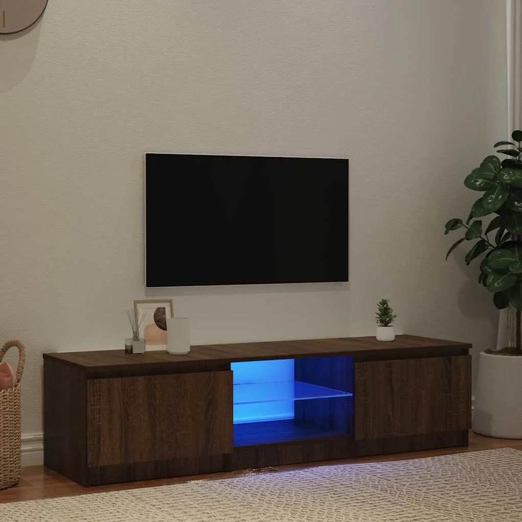 vidaXL Έπιπλο Τηλεόρασης με LED Καφέ δρυς 140x40x36 εκ.