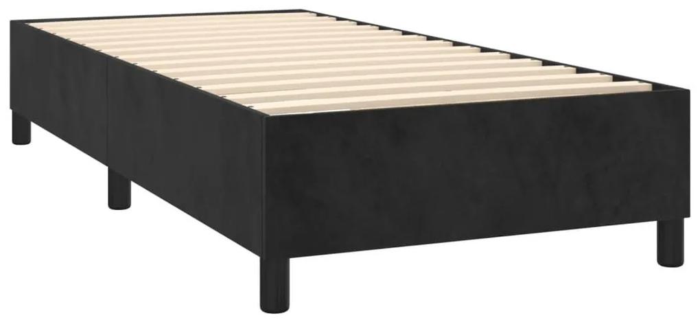 Κρεβάτι Boxspring με Στρώμα &amp; LED Μαύρο 90x190 εκ. Βελούδινο - Μαύρο