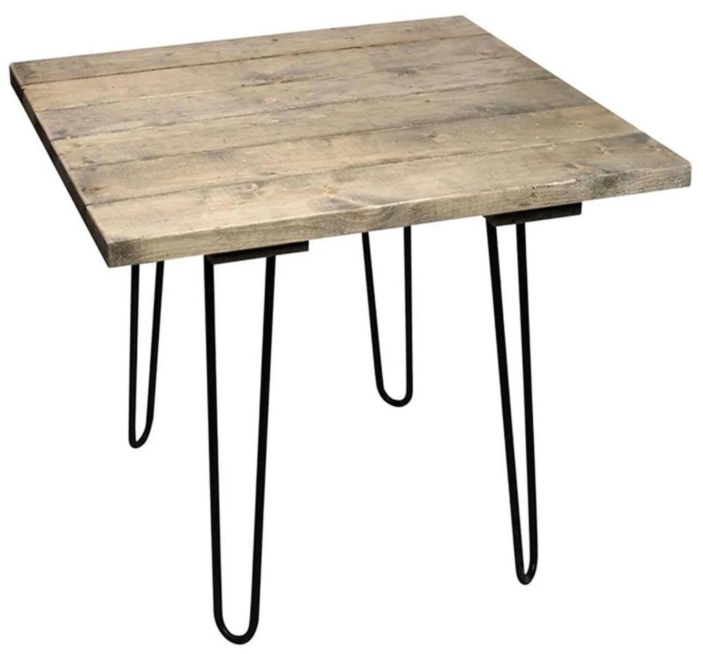 Τραπέζι AST543 Brown-Black 85x85x75cm Espiel Μέταλλο,Ξύλο