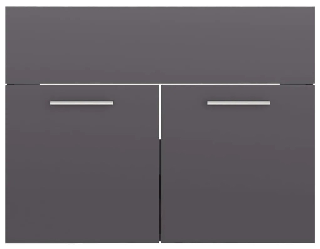 vidaXL Ντουλάπι Νιπτήρα Γυαλιστερό Γκρι 60x38,5x46 εκ. από Επεξ. Ξύλο