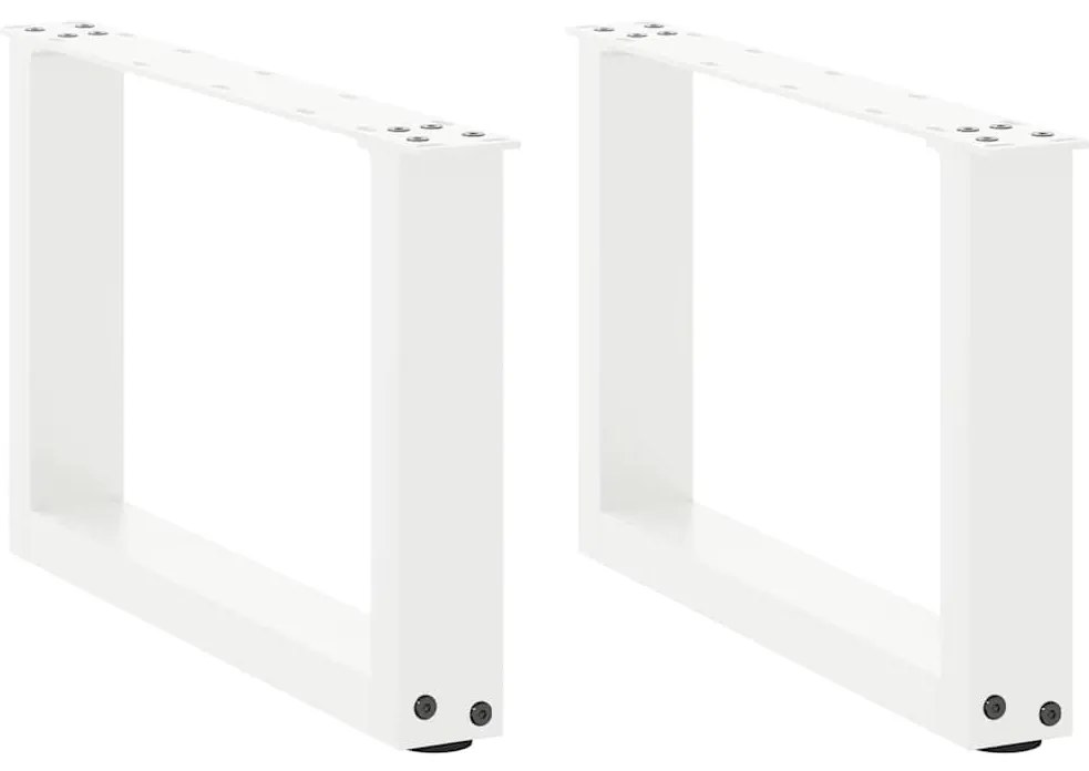 Πόδια Τραπεζιού Σαλονιού σε Σχήμα U 2 τεμ. Λευκά 50x(30-31) εκ. Ατσάλι