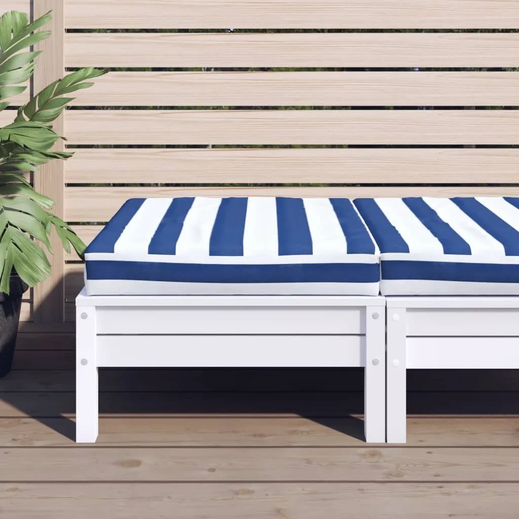 vidaXL Μαξιλάρι Παλέτας Μπλε &amp; Λευκό Ριγέ 60x60x8 εκ. Ύφασμα Oxford