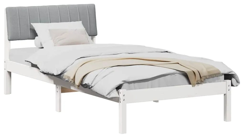 vidaXL Σκελετός Κρεβατιού Λευκό και ανοιχτό γκρι 90 x 190 cm