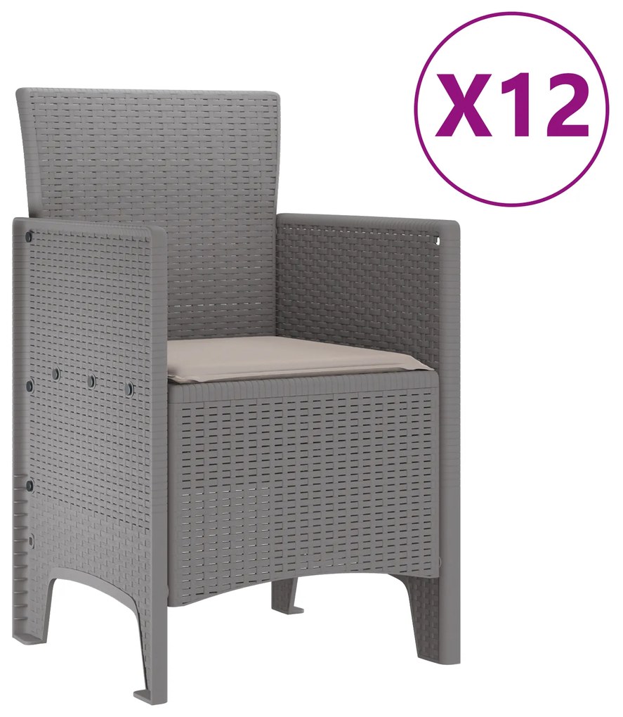 vidaXL Σέτ φαγητού για κήπο 13 pcs Ανοιχτό γκρι Μεγάλο Πολυ ράταν