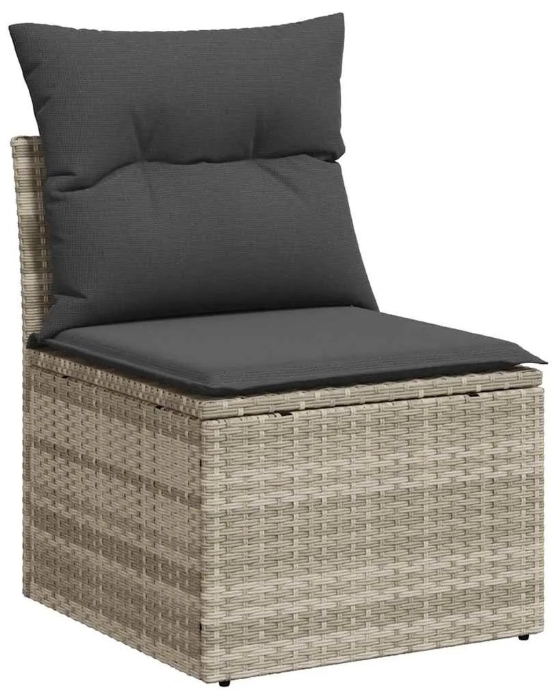 vidaXL Set Sofa Κήπου 8 τεμαχίων με Μαξιλάρια σε Ανοιχτό Γκρι Πολυ Ρατάν