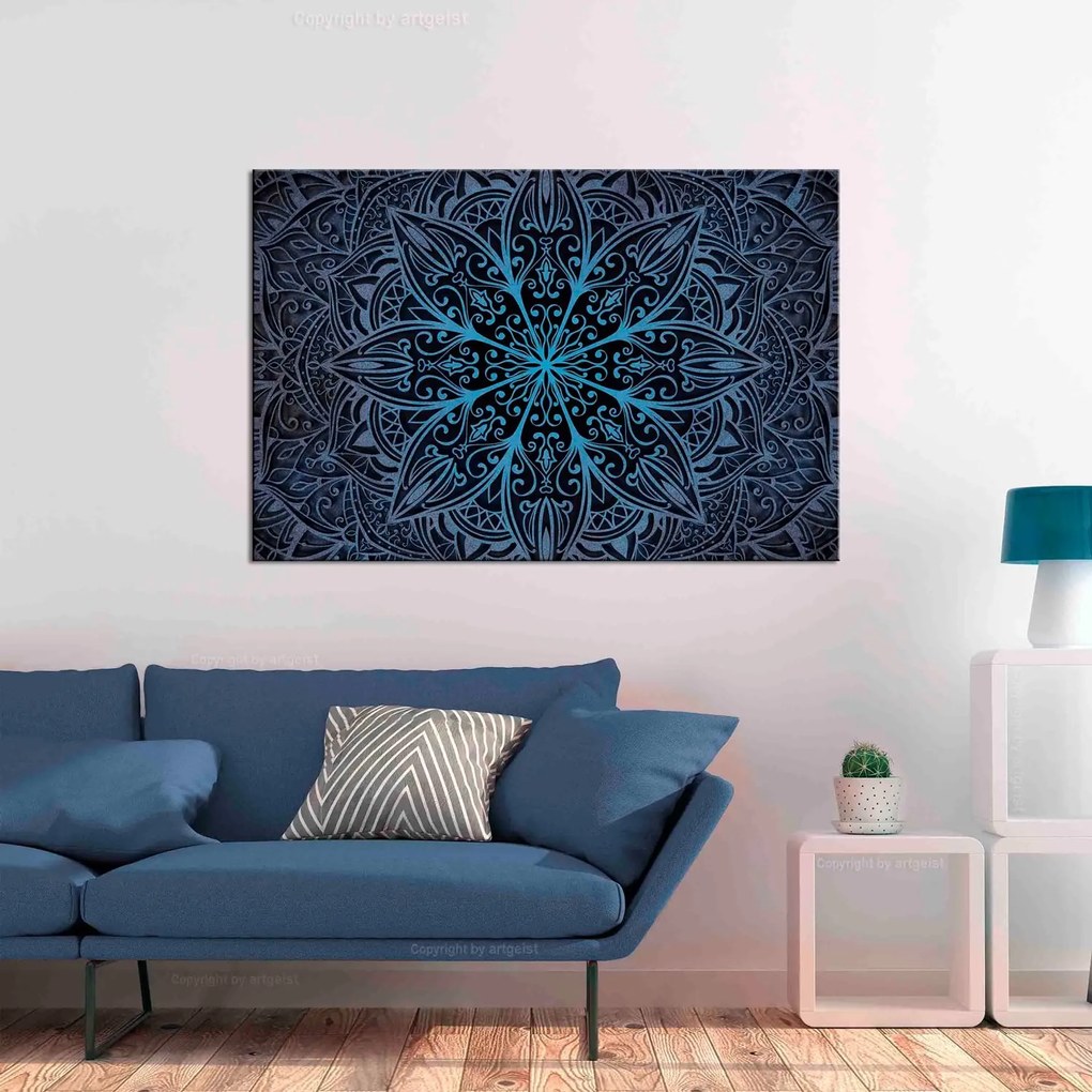 Πίνακας - Oriental Flowers (1 Part) Narrow Blue 90x60