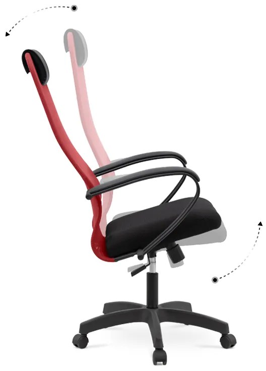 Καρέκλα γραφείου Prince Megapap με ύφασμα Mesh σε χρώμα κόκκινο - μαύρο 66,5x70x123/133εκ.