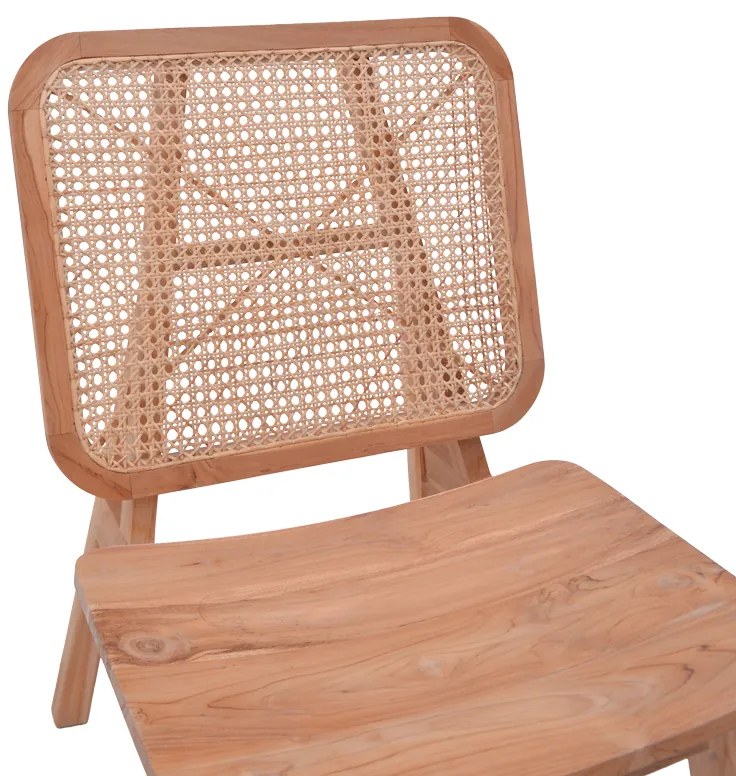 Πολυθρόνα Viborg pakoworld φυσικό teak ξύλο-φυσικό rattan 60x75x87εκ