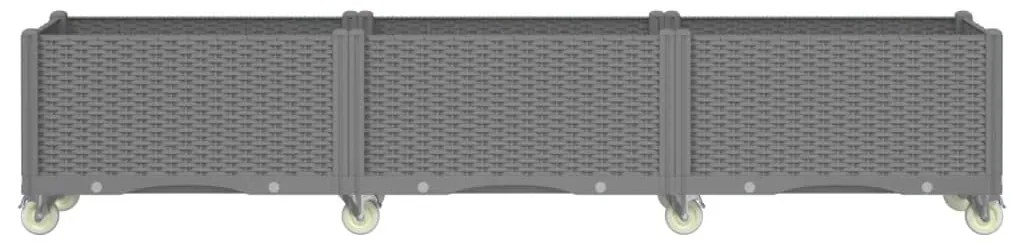 vidaXL Ζαρντινιέρα Κήπου με Ροδάκια Αν.Γκρι 240x50x54εκ Πολυπροπυλένιο
