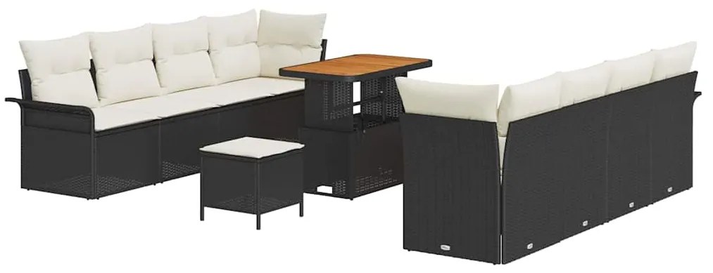vidaXL Σετ Καναπέ Κήπου 11 pcs Μαύρο, Κρέμα 90 x 55 x 71 cm