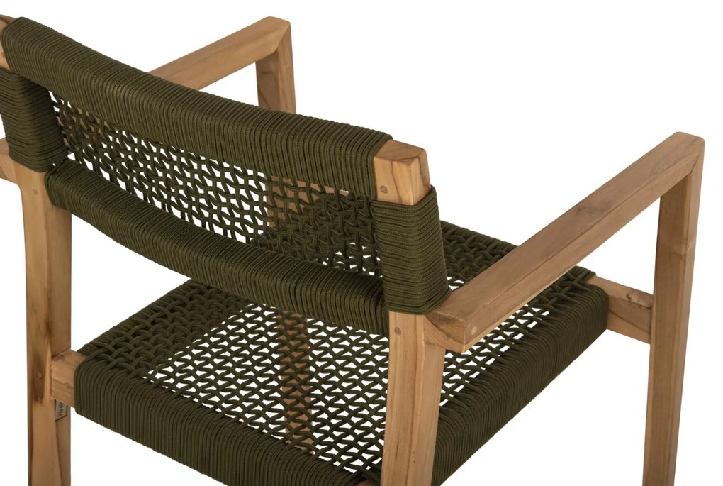 Πολυθρόνα CHARLOTTE Ξύλο Teak Φυσικό και Πράσινο Σχοινί 59x54x83Yεκ. 59x54x83 εκ.