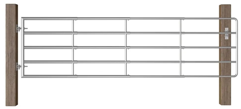 vidaXL Πόρτα Αγροκτήματος με 5 Μπάρες Ασημί (115-300)x90 εκ. Ατσάλινη