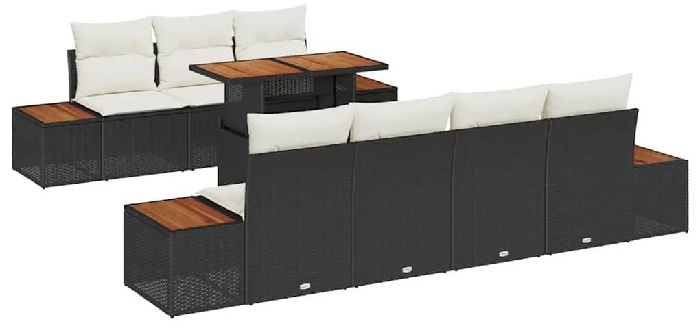 vidaXL Σετ Καναπέ Κήπου με μαξιλάρι 8 pcs Μαύρο Πολυ ράταν