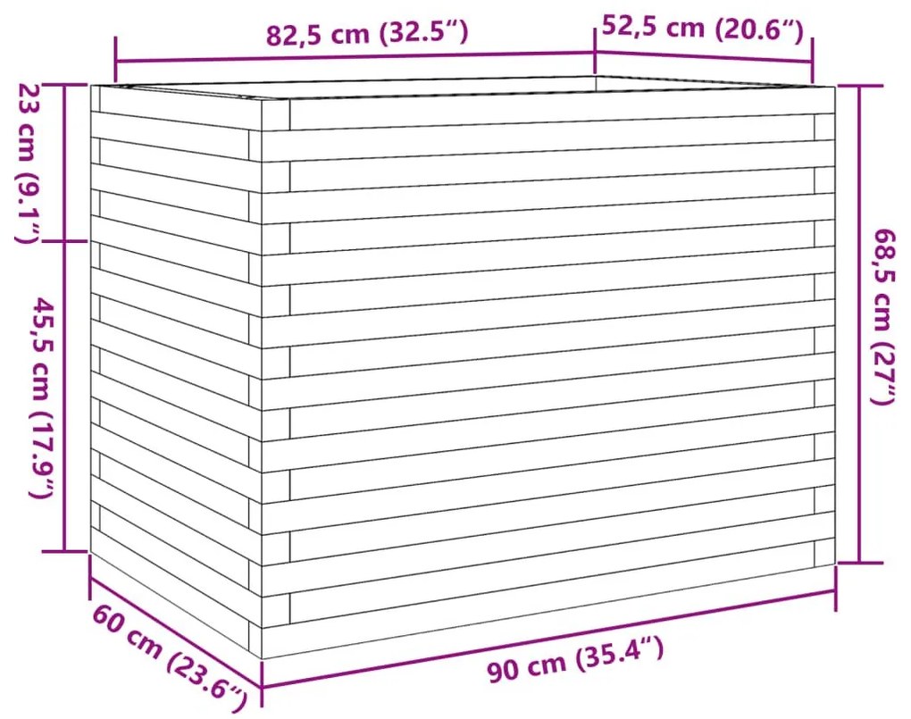 Ζαρντινιέρα Κήπου Λευκή 60 x 60 x 60 εκ. από Μασίφ Ξύλο Πεύκου - Λευκό