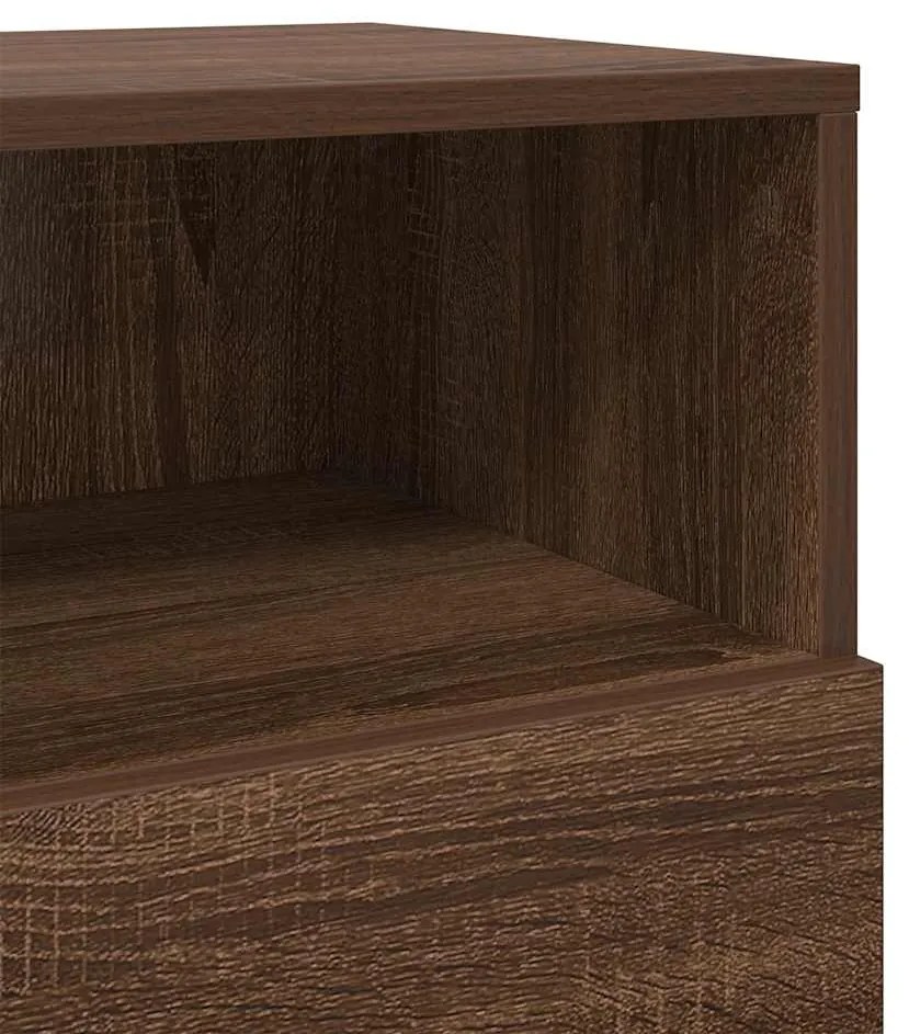 Κομοδίνα 2 τμχ με 2 συρτάρια Καφέ Δρυς 36x36x68 εκ. - Καφέ