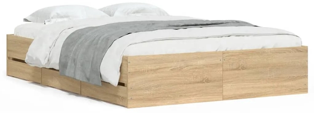vidaXL Πλαίσιο Κρεβατιού με συρτάρια Sonoma Δρυς 120x200εκ. Επεξ. Ξύλο