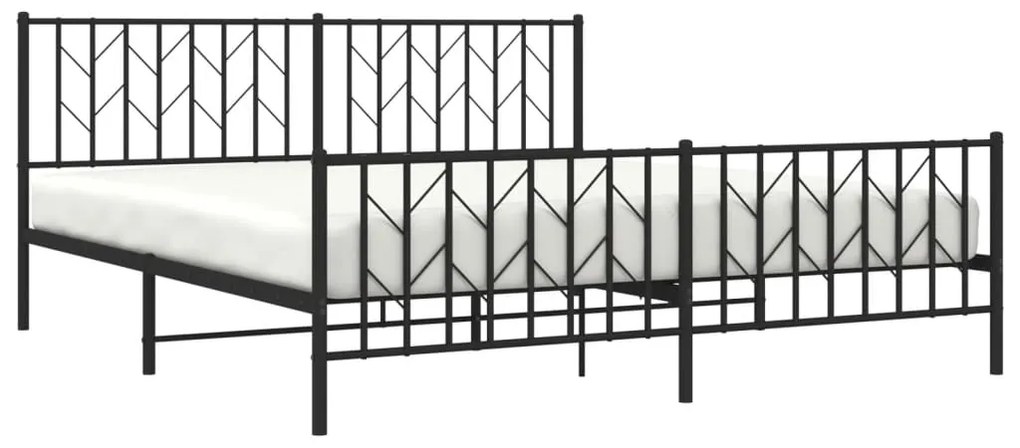 vidaXL Πλαίσιο Κρεβατιού με Κεφαλάρι&amp;Ποδαρικό Μαύρο 183x213εκ. Μέταλλο