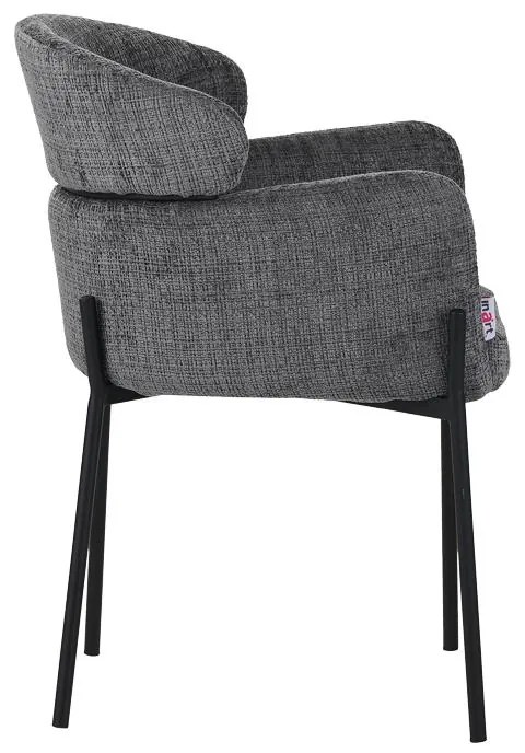 Καρέκλα - Πολυθρόνα Tolerse Inart ανοιχτό γκρι ύφασμα-πόδι μαύρο μέταλλο 58x57x80εκ 2αδα 58x57x80 εκ.