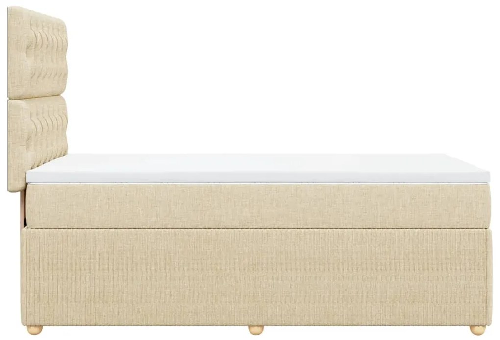 vidaXL Κρεβάτι Boxspring με Στρώμα Κρεμ 100 x 200 εκ. Υφασμάτινο