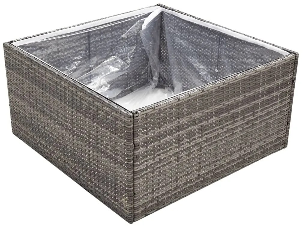 vidaXL Ζαρντινιέρα Κήπου Γκρι 80 x 80 x 40 εκ. από Συνθετικό Ρατάν