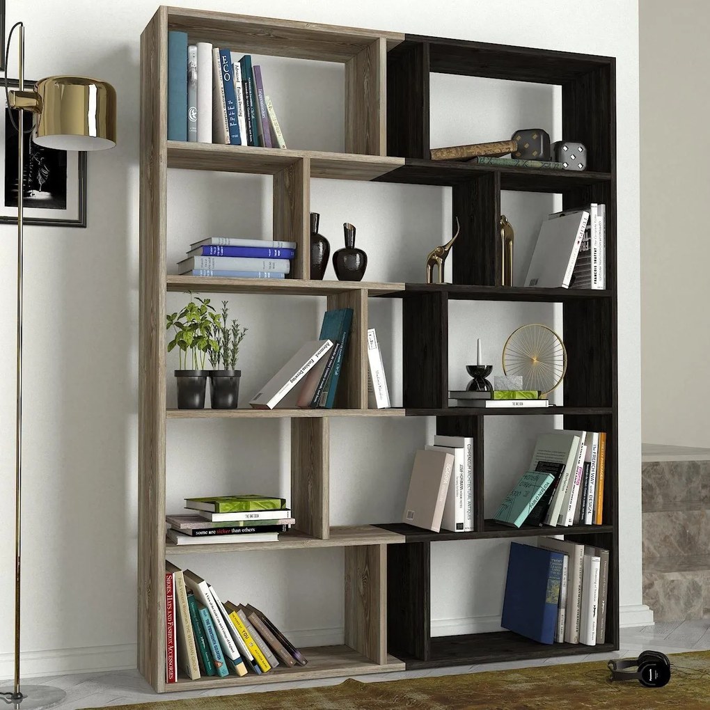Βιβλιοθήκη Idra Ανοιχτό Καφέ/Σκούρο Καφέ 124x26x159cm - 14410081 - 14410081