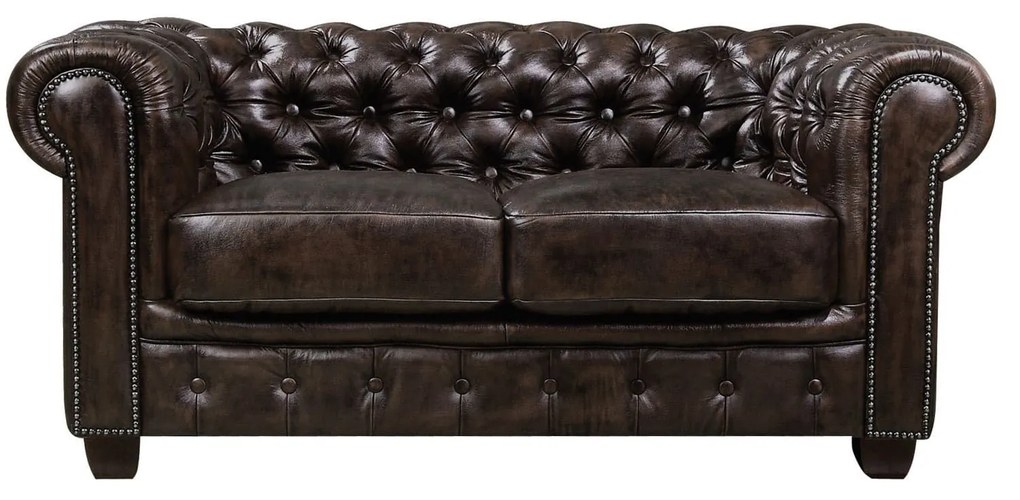 Καναπές Chesterfield Brown 689 E9574,2 160X92X72 cm Δέρμα