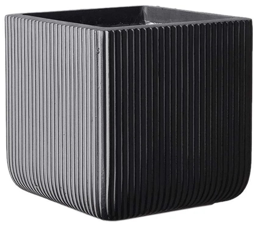 Κασπώ Πήλινο Τετράγωνο Stripe XL D-9940-8 44x44x38cm Grey Supergreens Πηλός