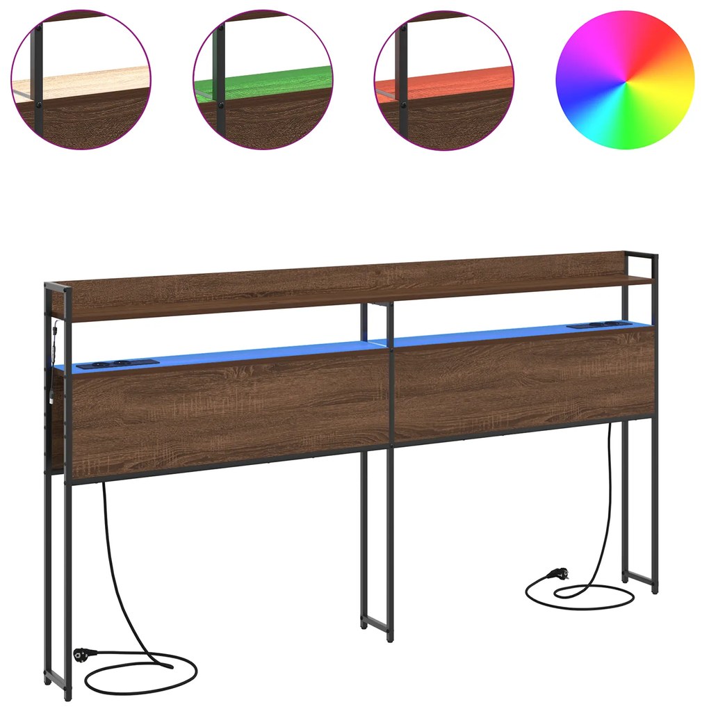 vidaXL Κεφαλάρι Αποθήκης με ράφι Καφέ δρυς 180 cm Επεξεργασμένο ξύλο