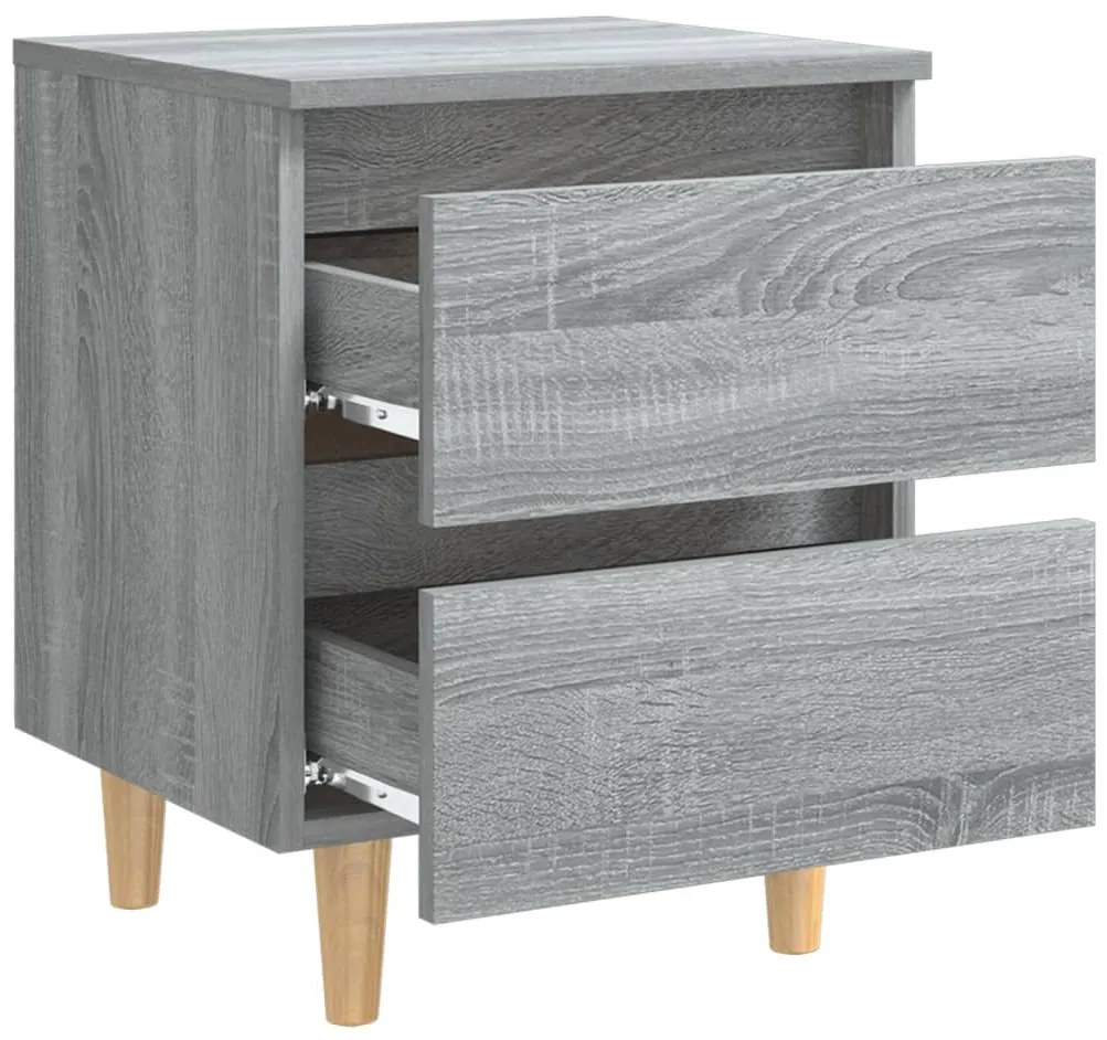 vidaXL Κομοδίνο Γκρι Sonoma 40 x 35 x 50 εκ. με Μασίφ Ξύλινα Πόδια