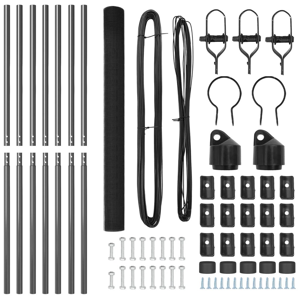 vidaXL Φράχτης Welded Wire με 7 παλάμες Γκρι 1.6x10 μ