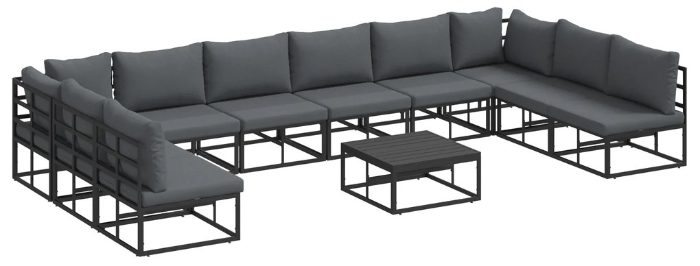 vidaXL Σετ Καναπέ Κήπου 11 pcs Μαύρο 70 x 70 x 32 εκ Αλουμίνιο