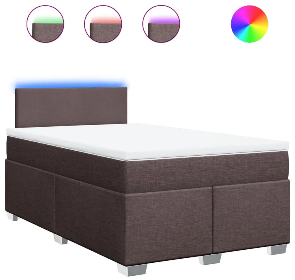 vidaXL Κρεβάτι Boxspring με Στρώμα Σκούρο Καφέ 120x190 εκ Υφασμάτινο