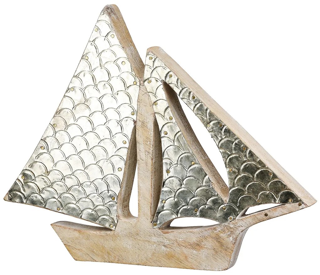 Διακοσμητικό Αντικείμενο Σκάφος Ξύλο Mango Φυσικά Χρώματα 30X3X24Cm 30X3X24Cm