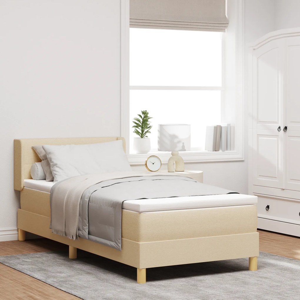 vidaXL Κρεβάτι με Ελατήρια με στρώμα Κρεμ 80 x 200 cm ύφασμα