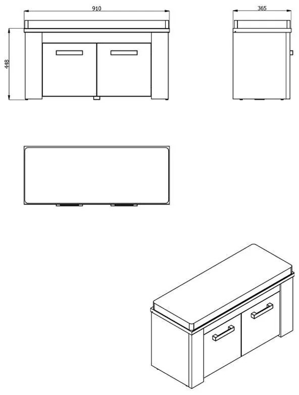 Έπιπλο Χολ Kent ΚΟΜ 2Κ Λευκός Δρύς - Γκρί Δρύς 91x36,5x45 εκ.