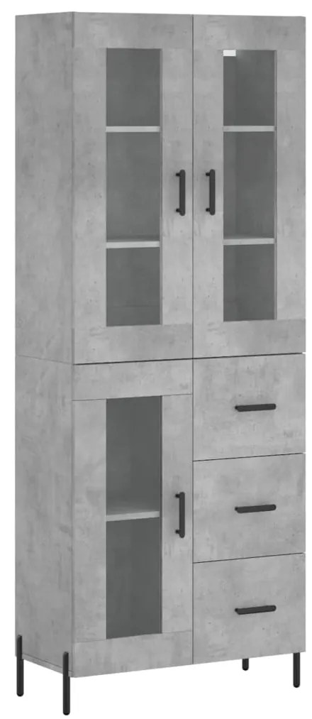 vidaXL Ντουλάπι Γκρι Σκυροδέματος 69,5x34x180 εκ. Επεξεργασμένο Ξύλο
