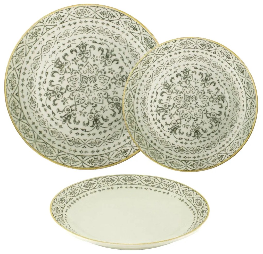 Σερβίτσιο Πιάτων Πορσελάνης Vintage Μπεζ – Σετ για 6 άτομα - 18τμχ - Oriana Ferelli