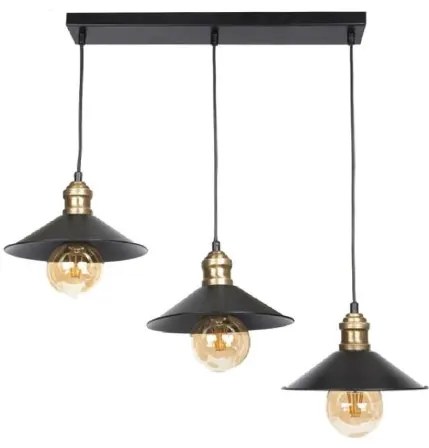 LUCANA 201-0044 Vintage Κρεμαστό Φωτιστικό Ράγα Τριφωτο 3 x E27 IP20 Mεταλλικό Μαύρο-Μ50 x Π25 x Υ75cm Globostar-201-0044-Μαύρο 201-0044