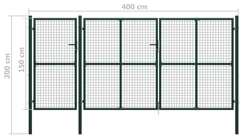 vidaXL Πόρτα Περίφραξης Κήπου Πράσινη 400 x 150 εκ. Ατσάλινη