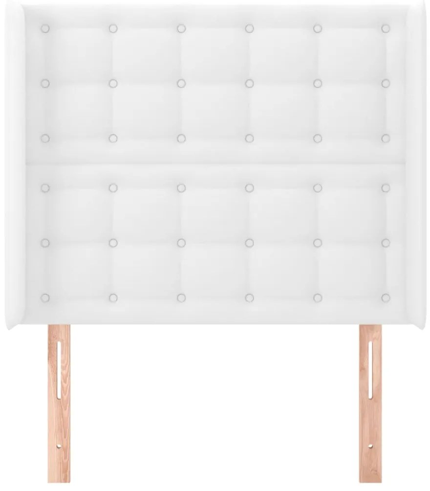 Κεφαλάρι με Πτερύγια Λευκό 103x16x118/128 εκ.Συνθ. Δέρμα 3119665