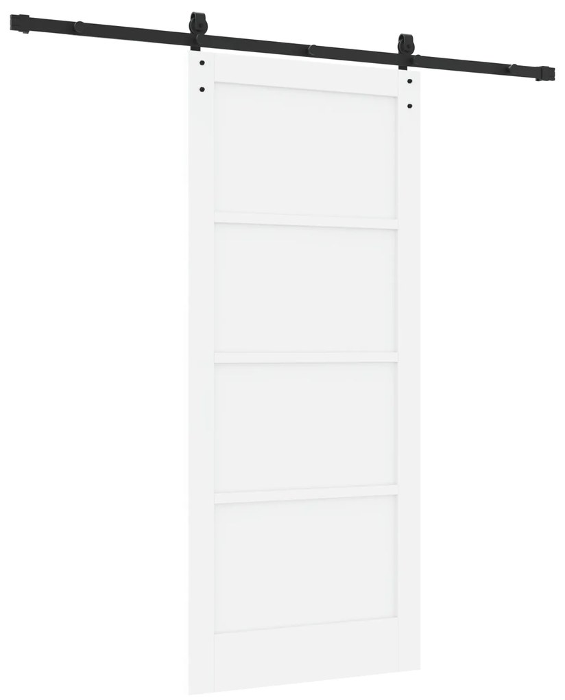 vidaXL Συρόμενη Πόρτα με Σετ Υλικών Λευκή 86x198.5 εκ. Στερεό Ξύλο Πεύκου