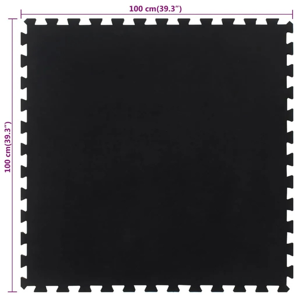 vidaXL Δάπεδο Προστασίας Παζλ Μαύρο 12 χιλ. 100x100 εκ. Καουτσουκ