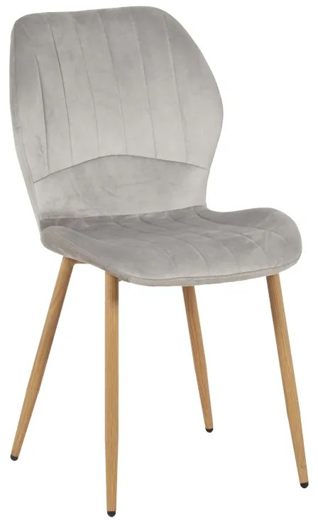 Καρέκλα Jelour pakoworld βελούδο σε γκρι απόχρωση-πόδια φυσικά μεταλλικά 46.5x60x84εκ
