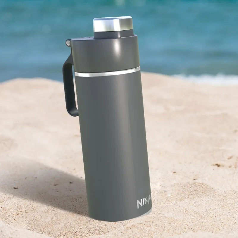Thermos Ninja DW2401EUUKGY, 700 ml, Κατάλληλο για ανθρακούχα ποτά, Τριπλή μόνωση, Χωρίς BPA, Ζεστό έως 8 ώρες, Κρύο έως 24 ώρες, Γκρι