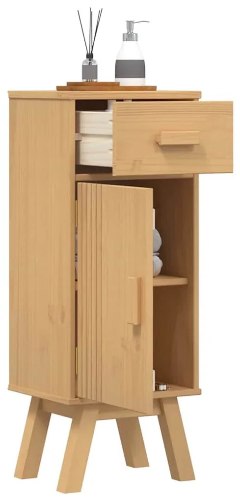vidaXL Ντουλάπι Μπάνιου με ράφι Καφέ 35 x 30 x 90 cm Μασίφ ξύλο πεύκου